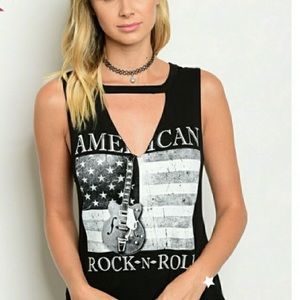 Rock & Roll Choker Tank Top American Flag